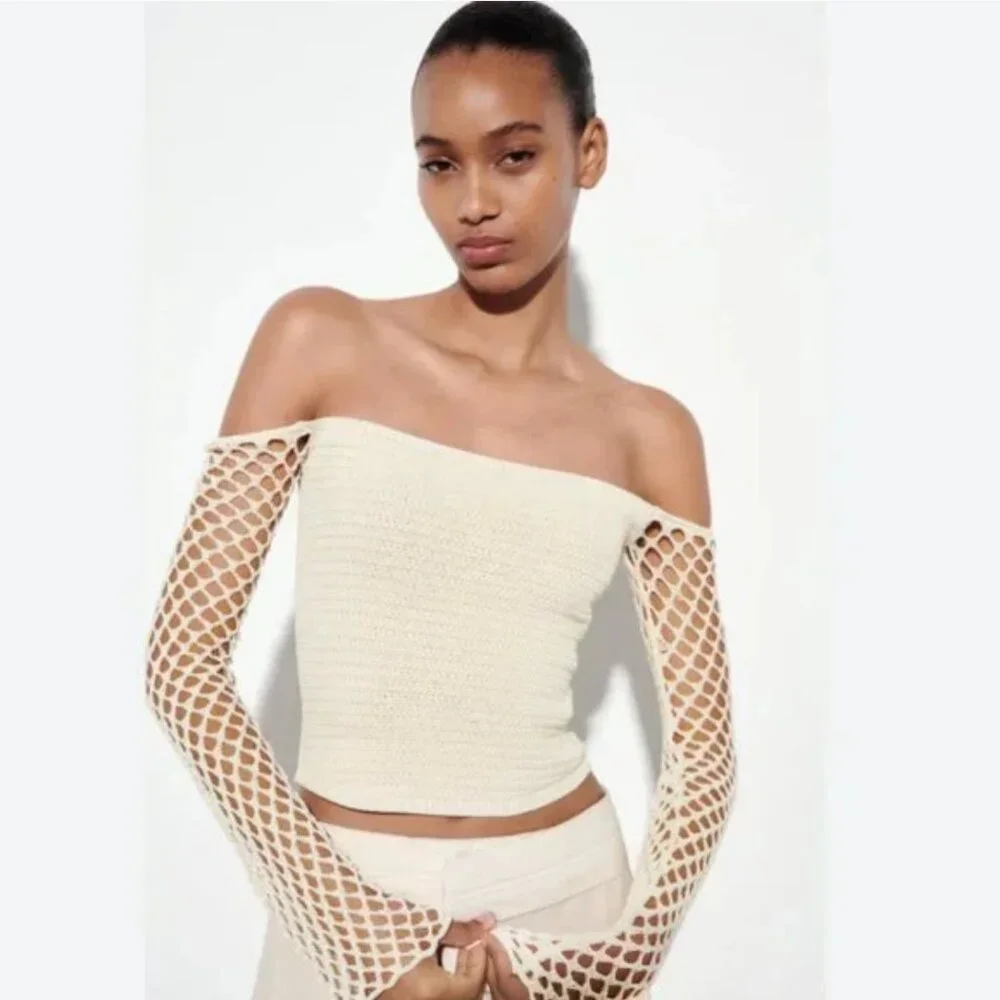 Zara Pointelle Knit Top
